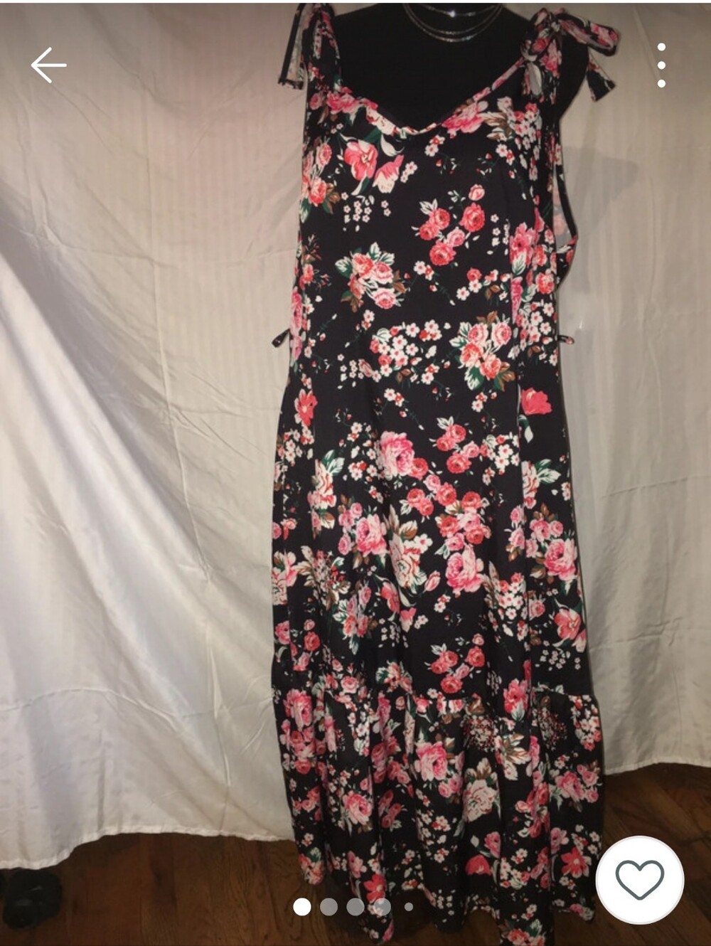 SHEIN Black Maxi Dress with Pink Floral Print
